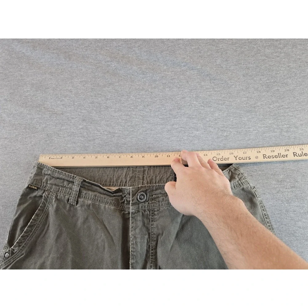 Kuhl Shorts Men's 34 Olive Ramblr Vintage Patina Dye Cargo Hike Climb Camp‎ 10" - Picture 13 of 16
